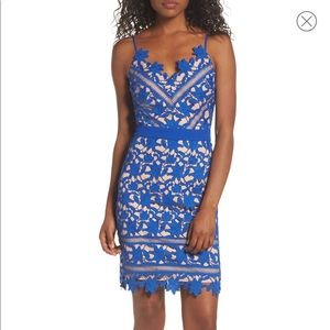 Blue lace cocktail dress